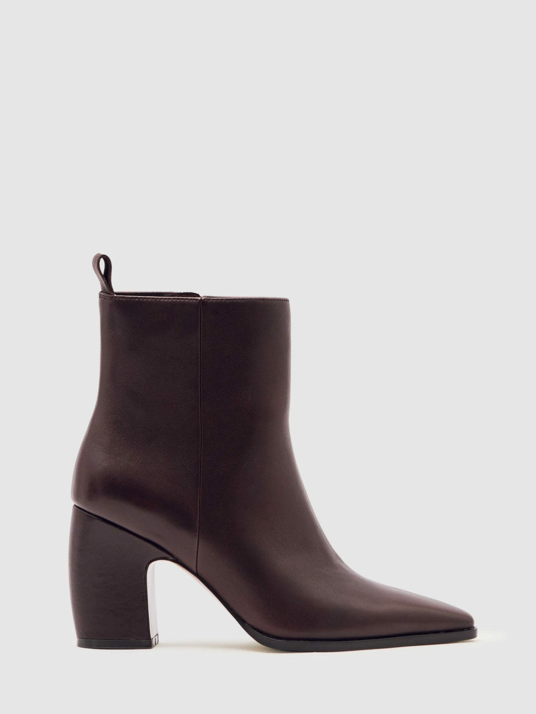Women Leather Blocked Heel Ankle Boots in Oxblood