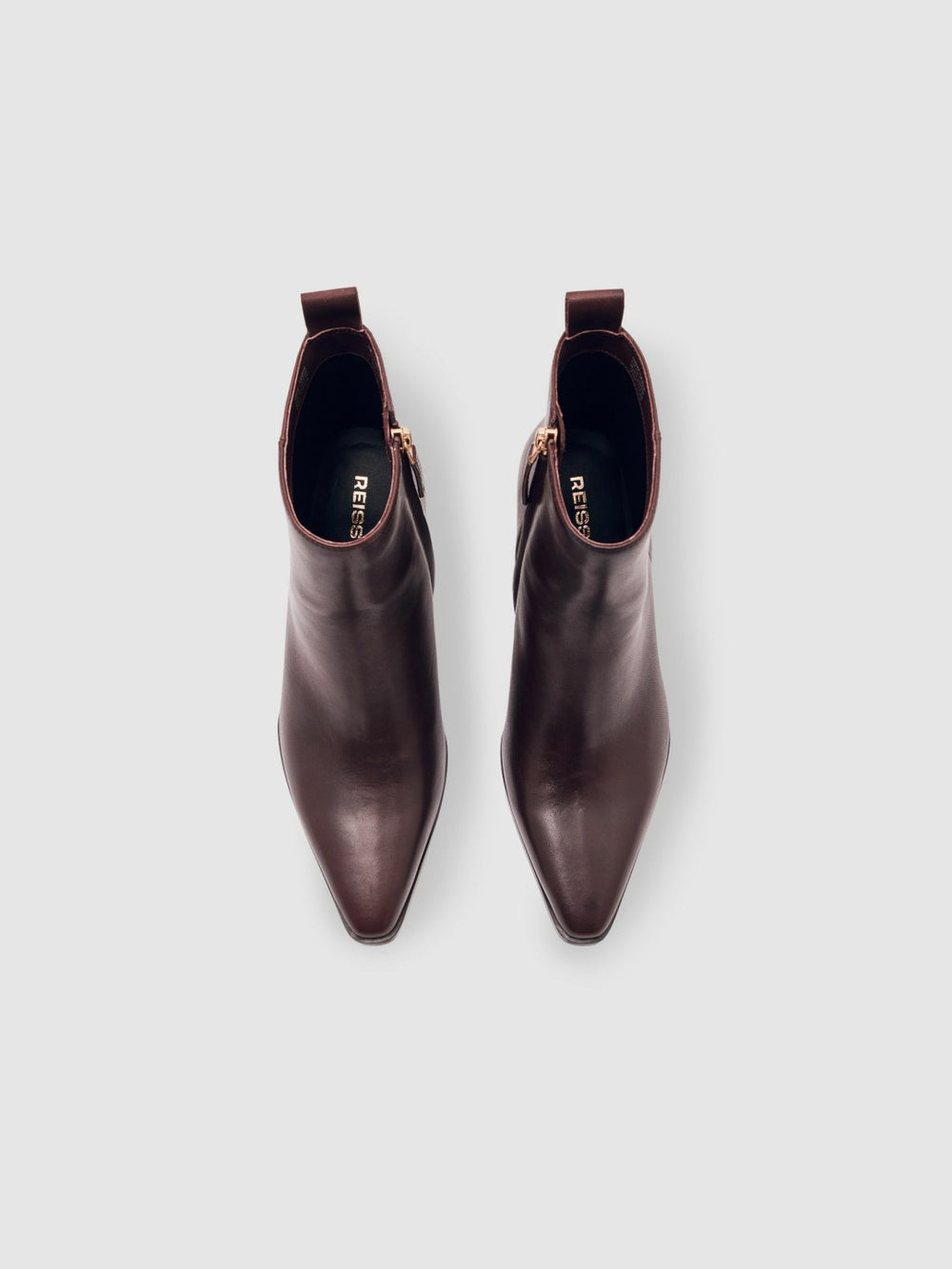 Women Leather Blocked Heel Ankle Boots in Oxblood