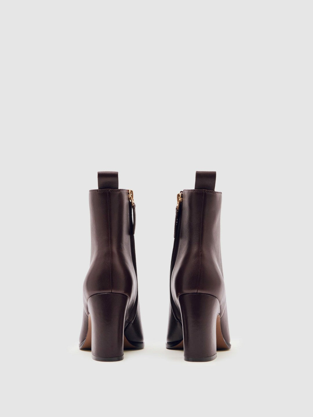 Women Leather Blocked Heel Ankle Boots in Oxblood