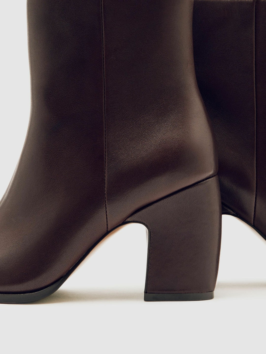 Women Leather Blocked Heel Ankle Boots in Oxblood