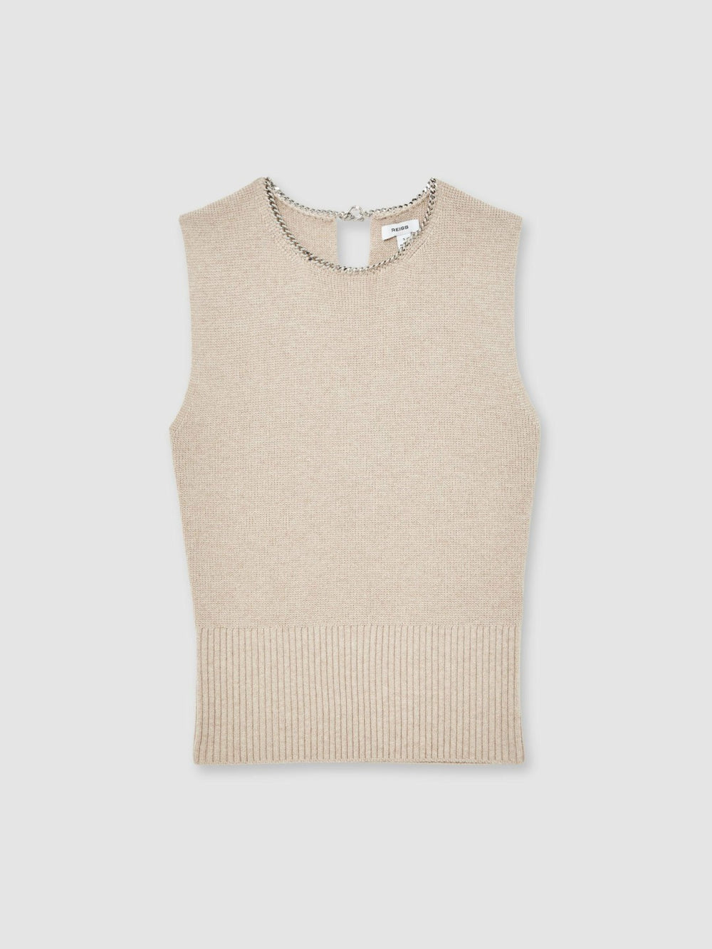 Women Wool-Blend Necklace-Trim Knitted Vest in Neutral