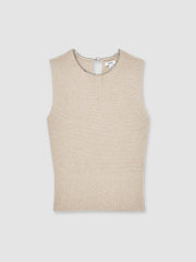 Women Wool-Blend Necklace-Trim Knitted Vest in Neutral