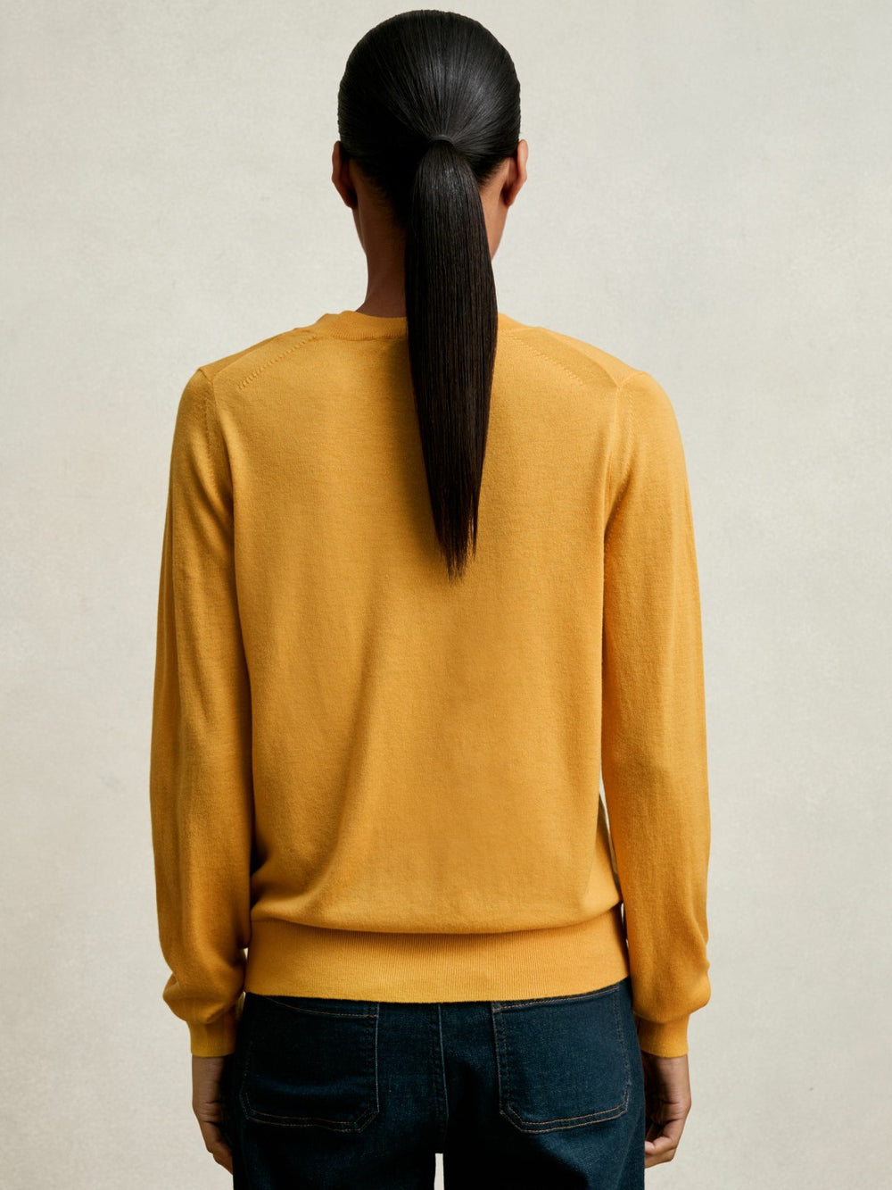 Women Merino Wool Crew-Neck Jumper in Yellow