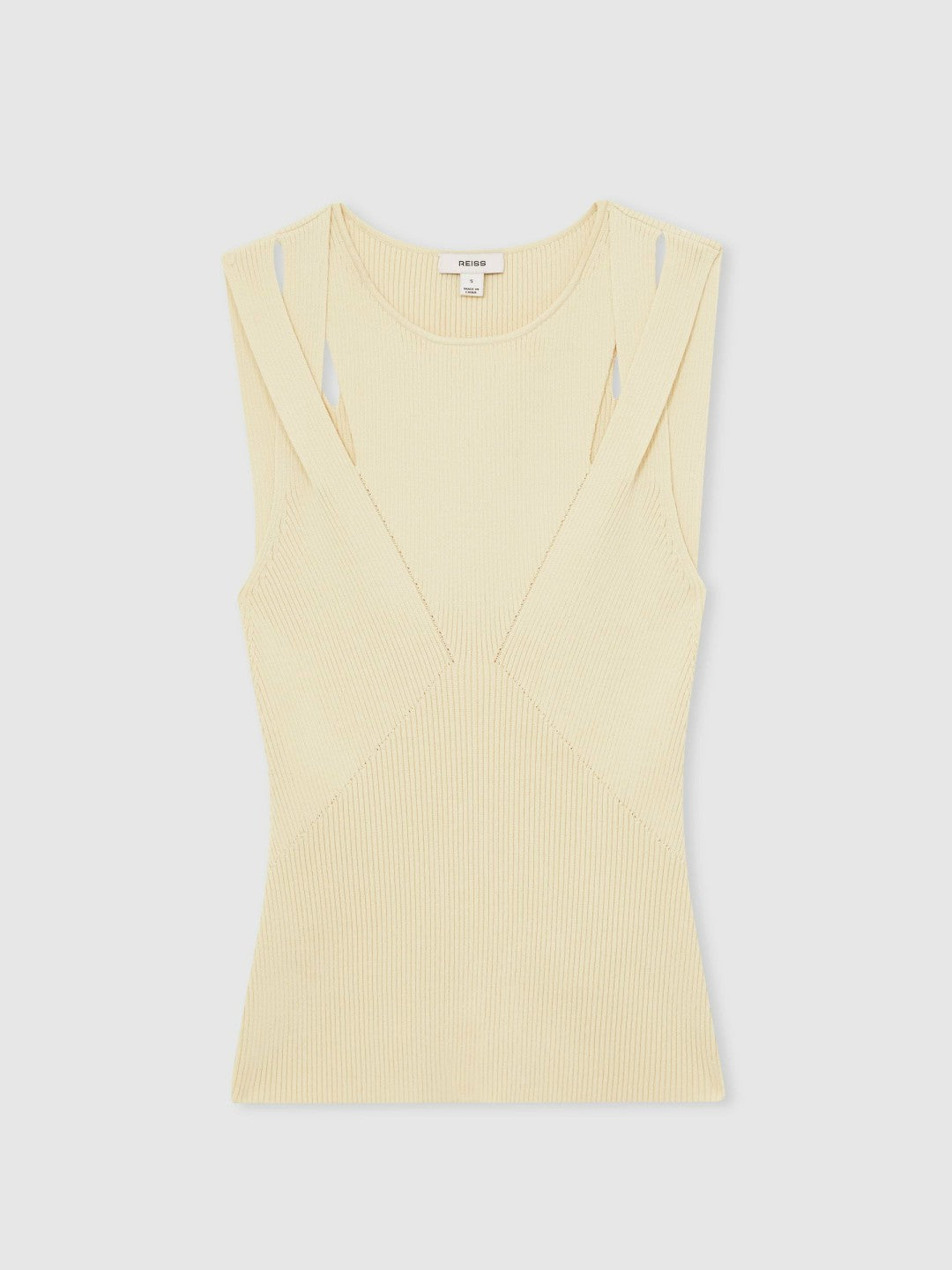 Women Cut-Out Rib-Knit Vest in Cream