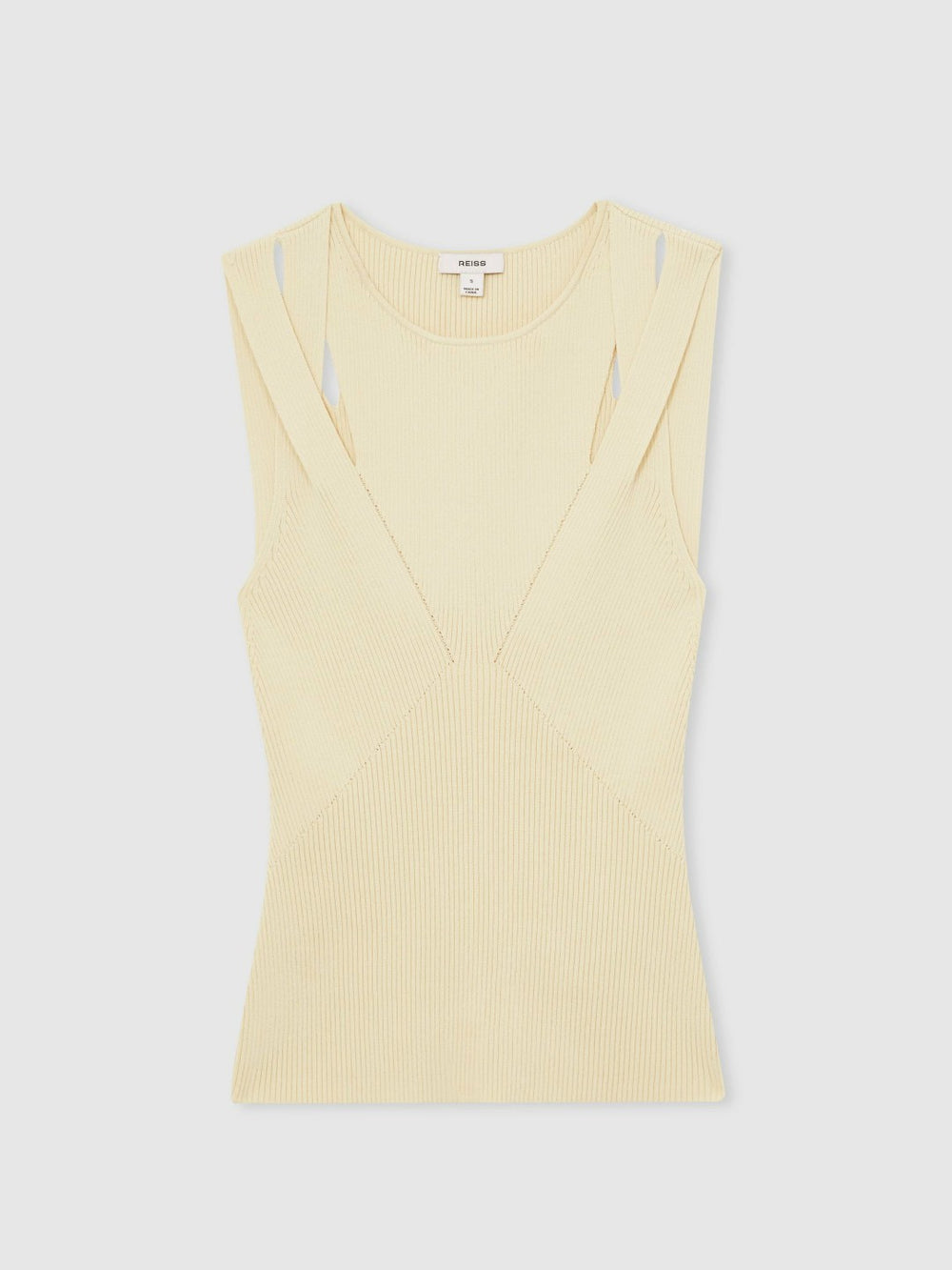 Women Cut-Out Rib-Knit Vest in Cream