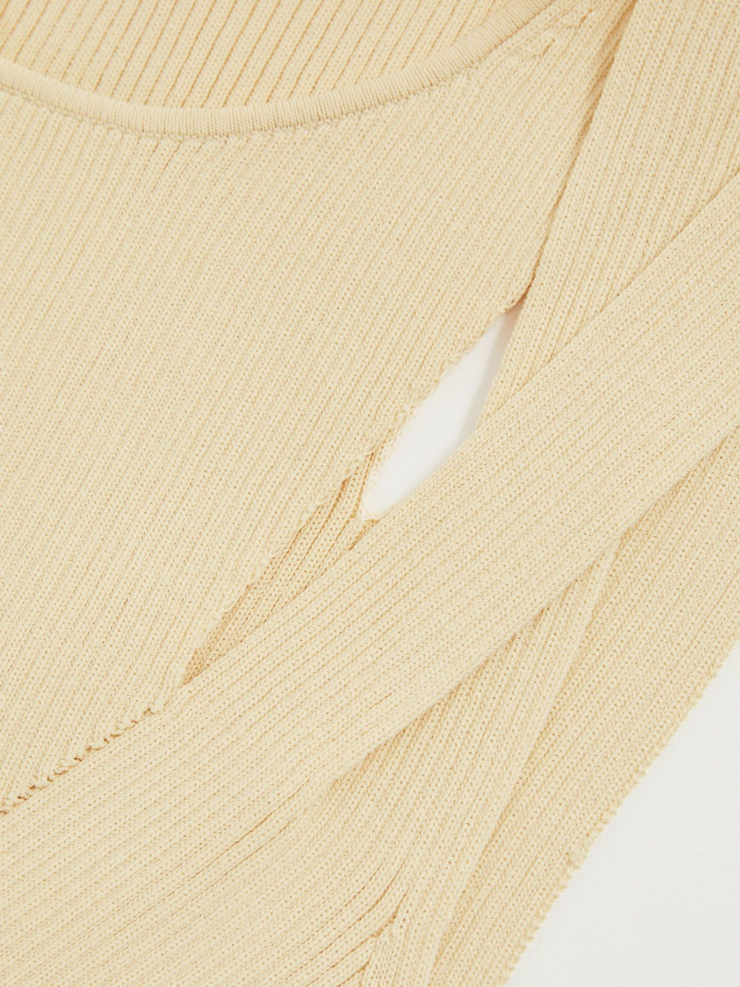 Women Cut-Out Rib-Knit Vest in Cream