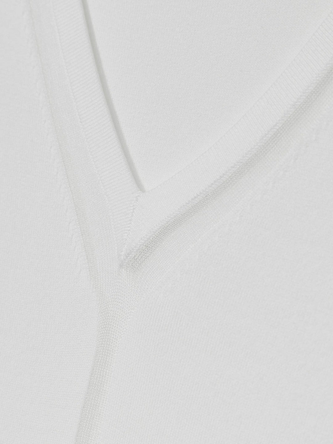 Women Sheer-Detail V-Neck Top in White