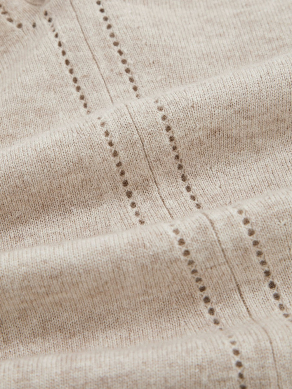Women Wool-Blend Open-Stitch Jumper with Cashmere in Oatmeal Neutral