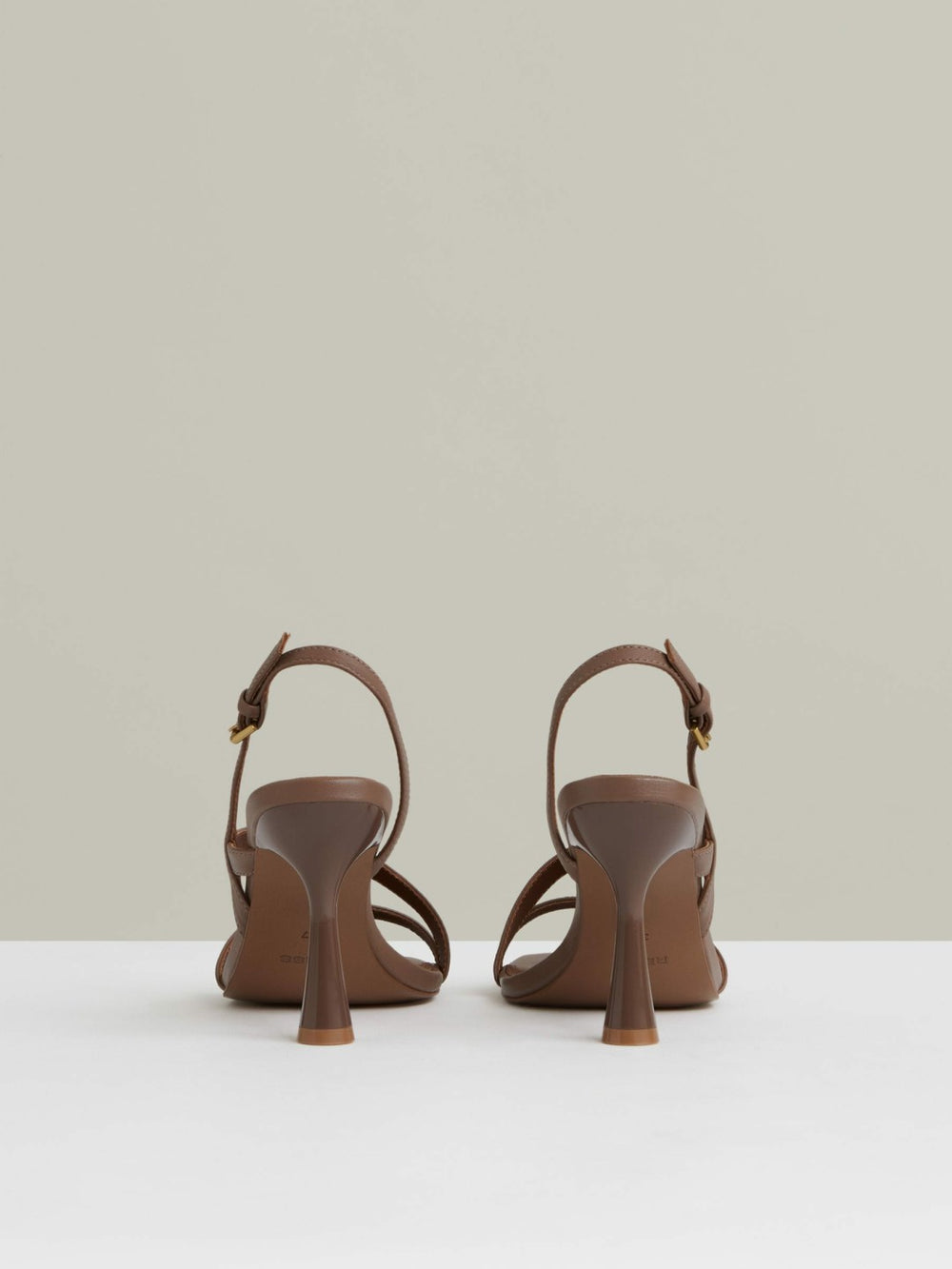 Women Leather Cross-Strap Heeled Sandals in Neutral