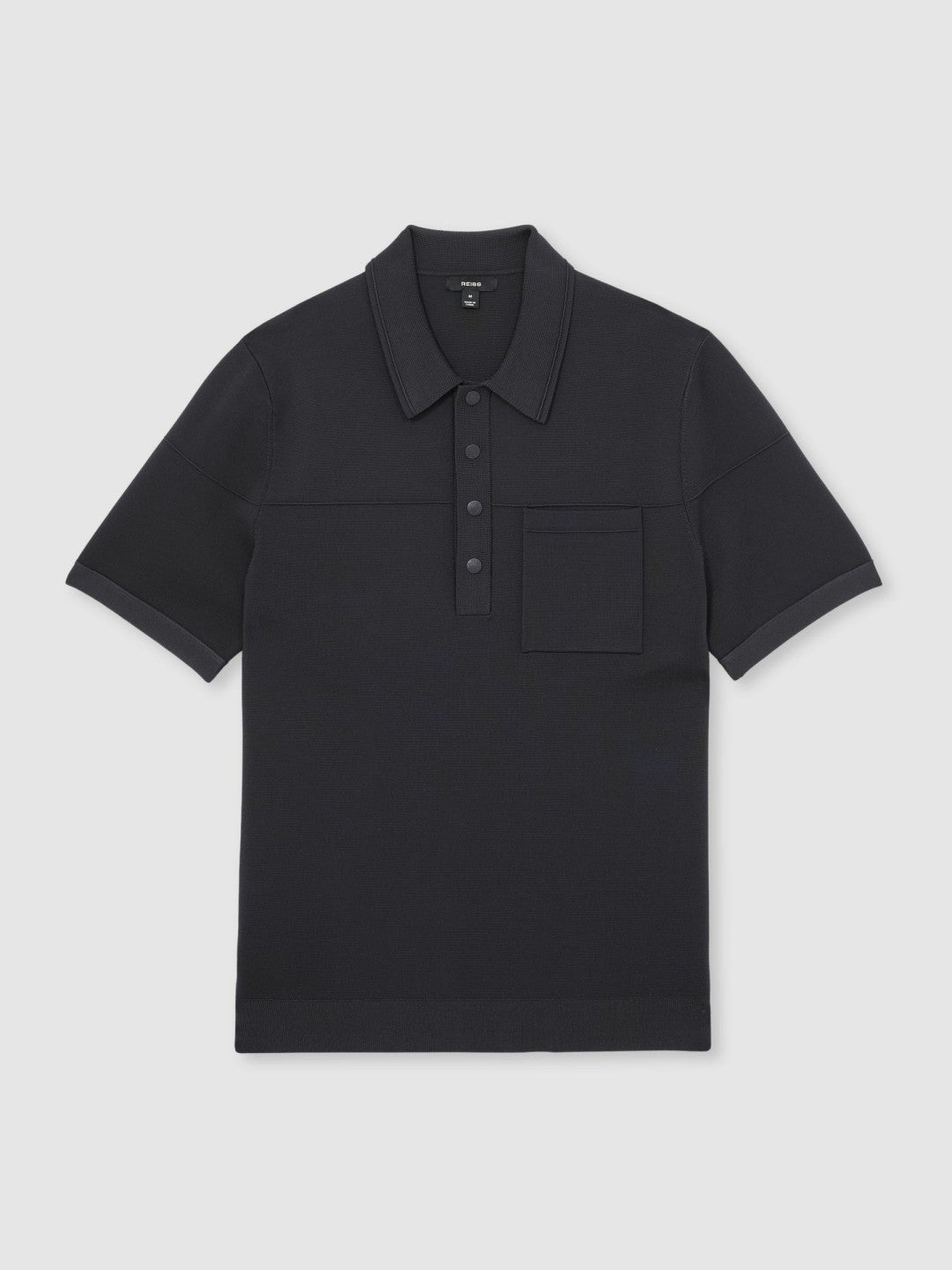 Men Press-Stud Seam-Detail Polo Shirt in Navy