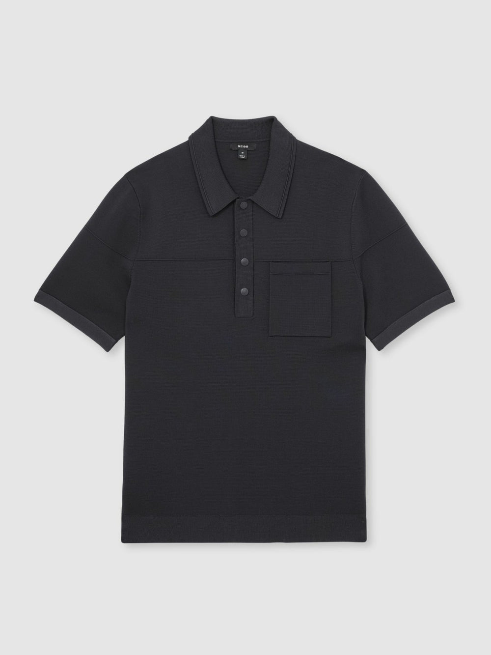 Men Press-Stud Seam-Detail Polo Shirt in Navy