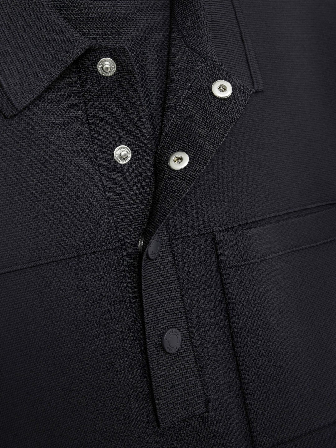 Men Press-Stud Seam-Detail Polo Shirt in Navy