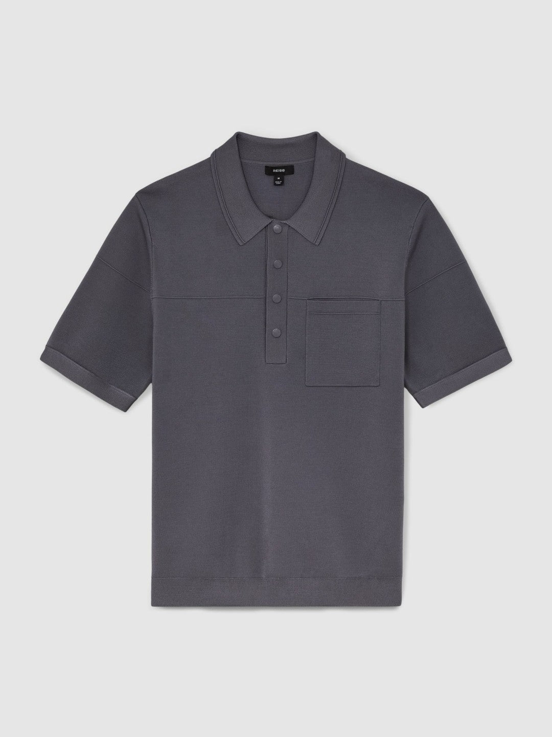 Men Press-Stud Seam-Detail Polo Shirt in Airforce Blue