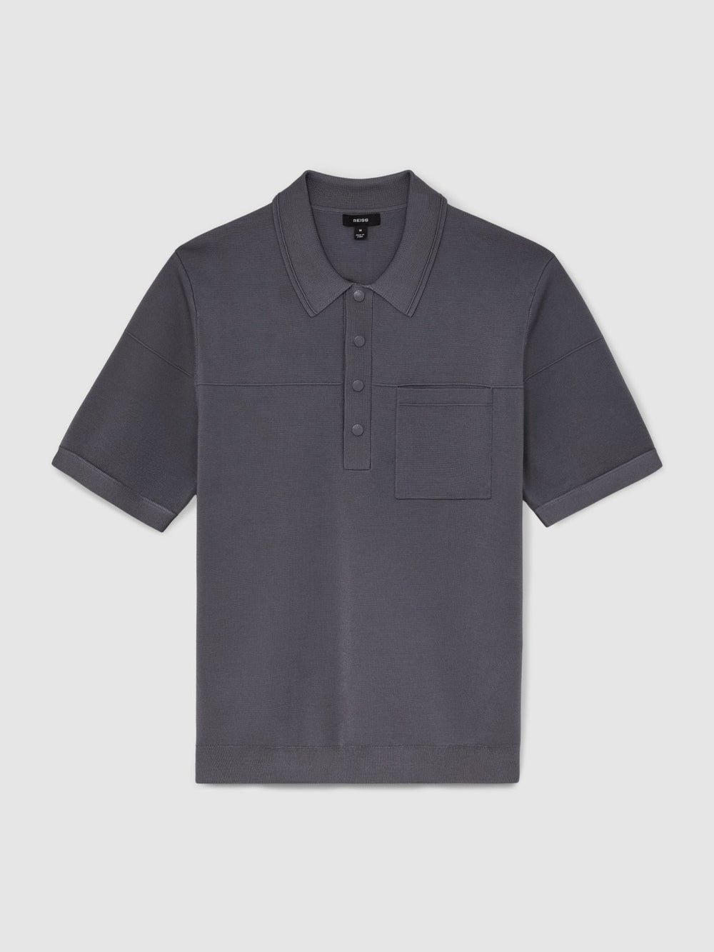 Men Press-Stud Seam-Detail Polo Shirt in Airforce Blue