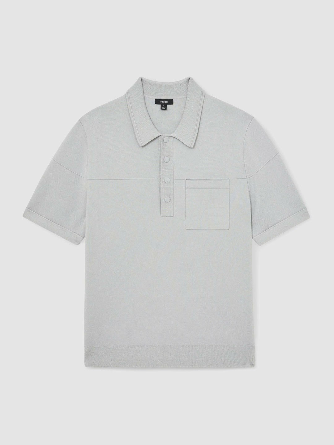 Men Press-Stud Seam-Detail Polo Shirt in Ice Grey