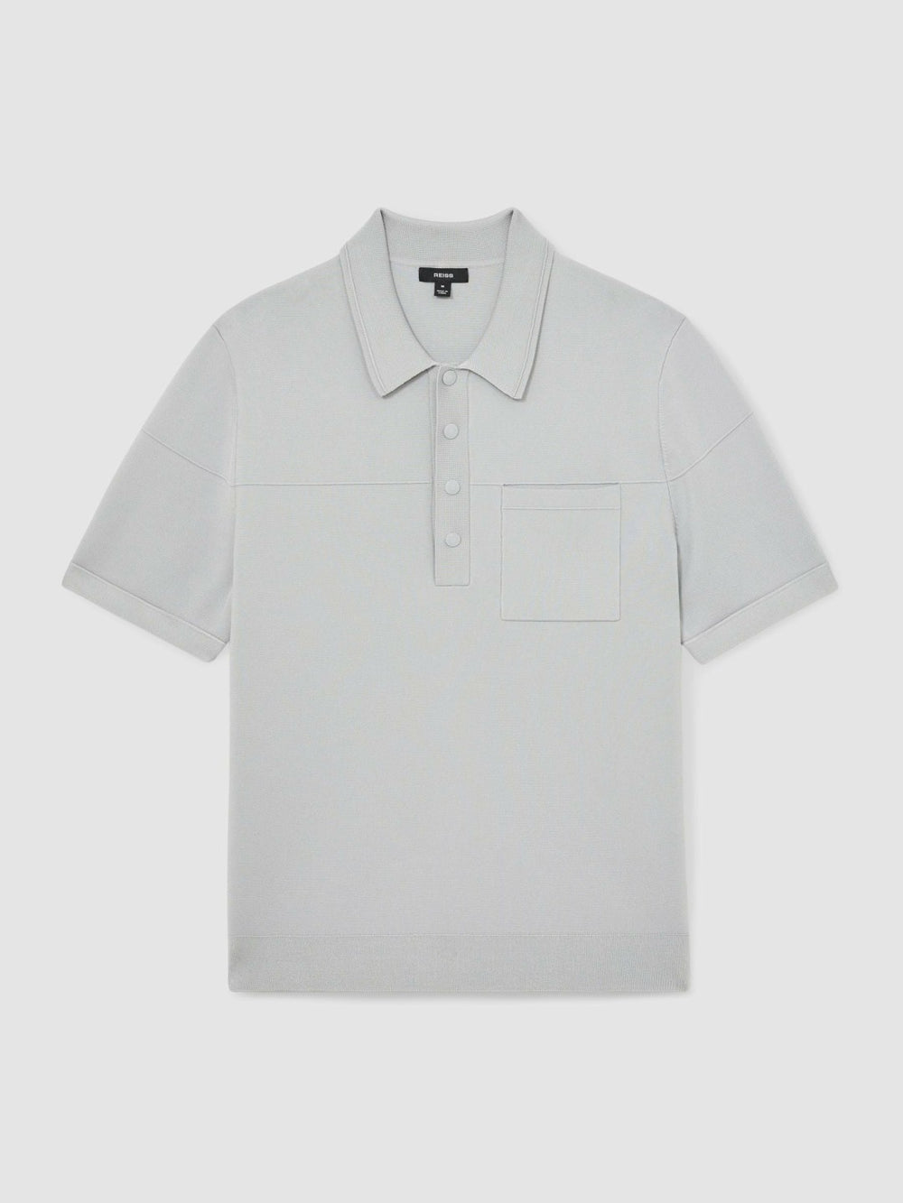 Men Press-Stud Seam-Detail Polo Shirt in Ice Grey