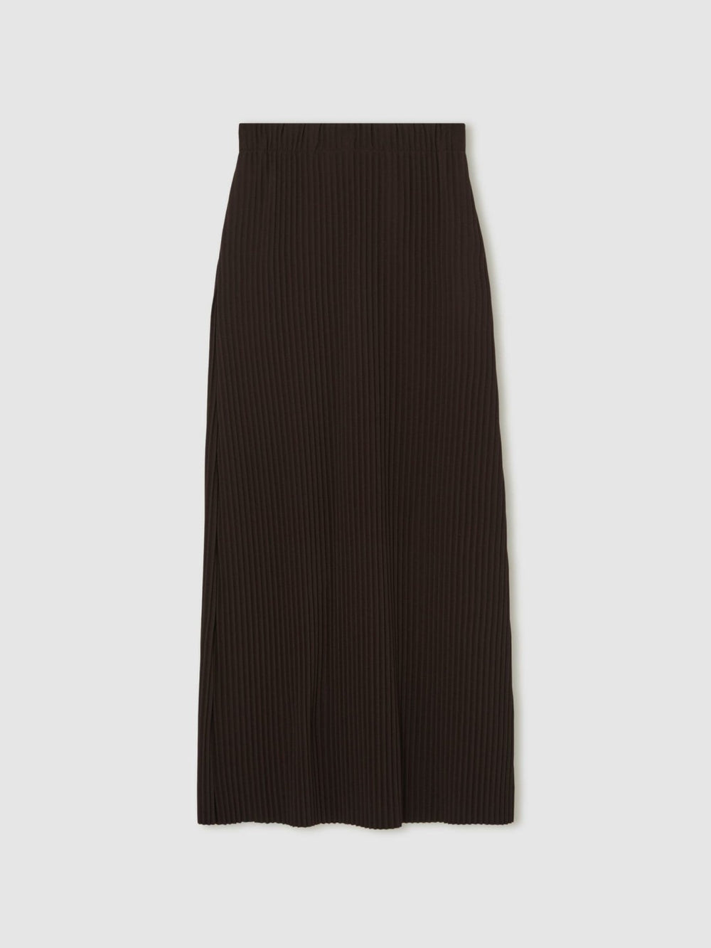 Women Pleated Jersey Midi Skirt in Burgundy