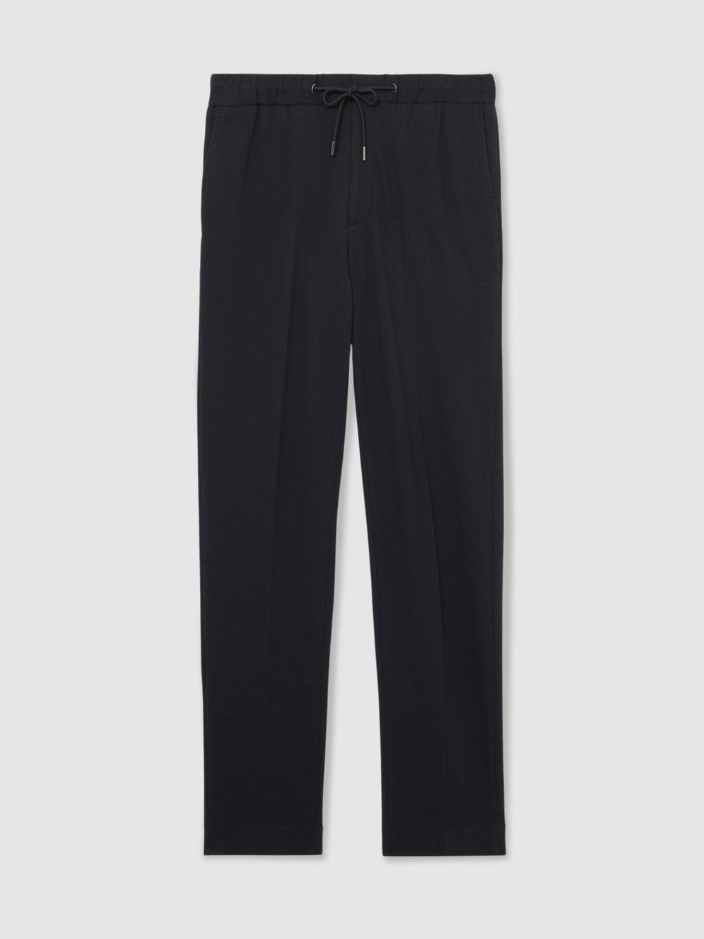 Men Slim Fit Jersey Drawstring Suit Trousers in Navy