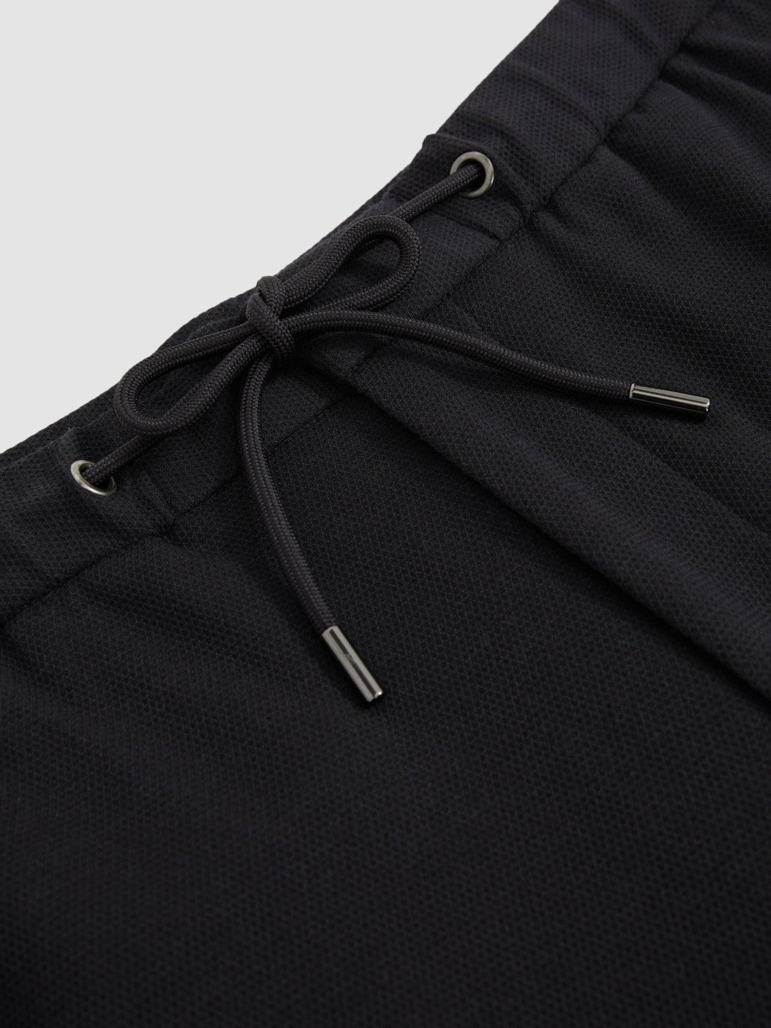 Men Slim Fit Jersey Drawstring Suit Trousers in Navy
