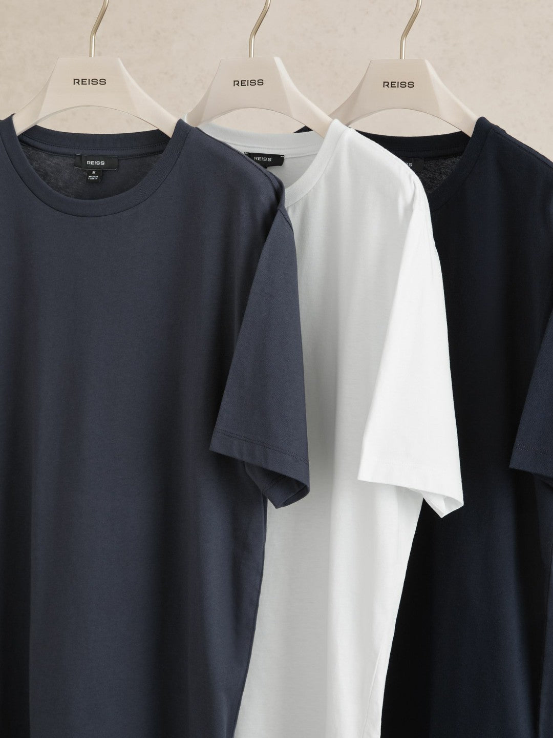 Men Cotton Crew-Neck T-shirts 3 Pack in White/Navy/Airforce Blue