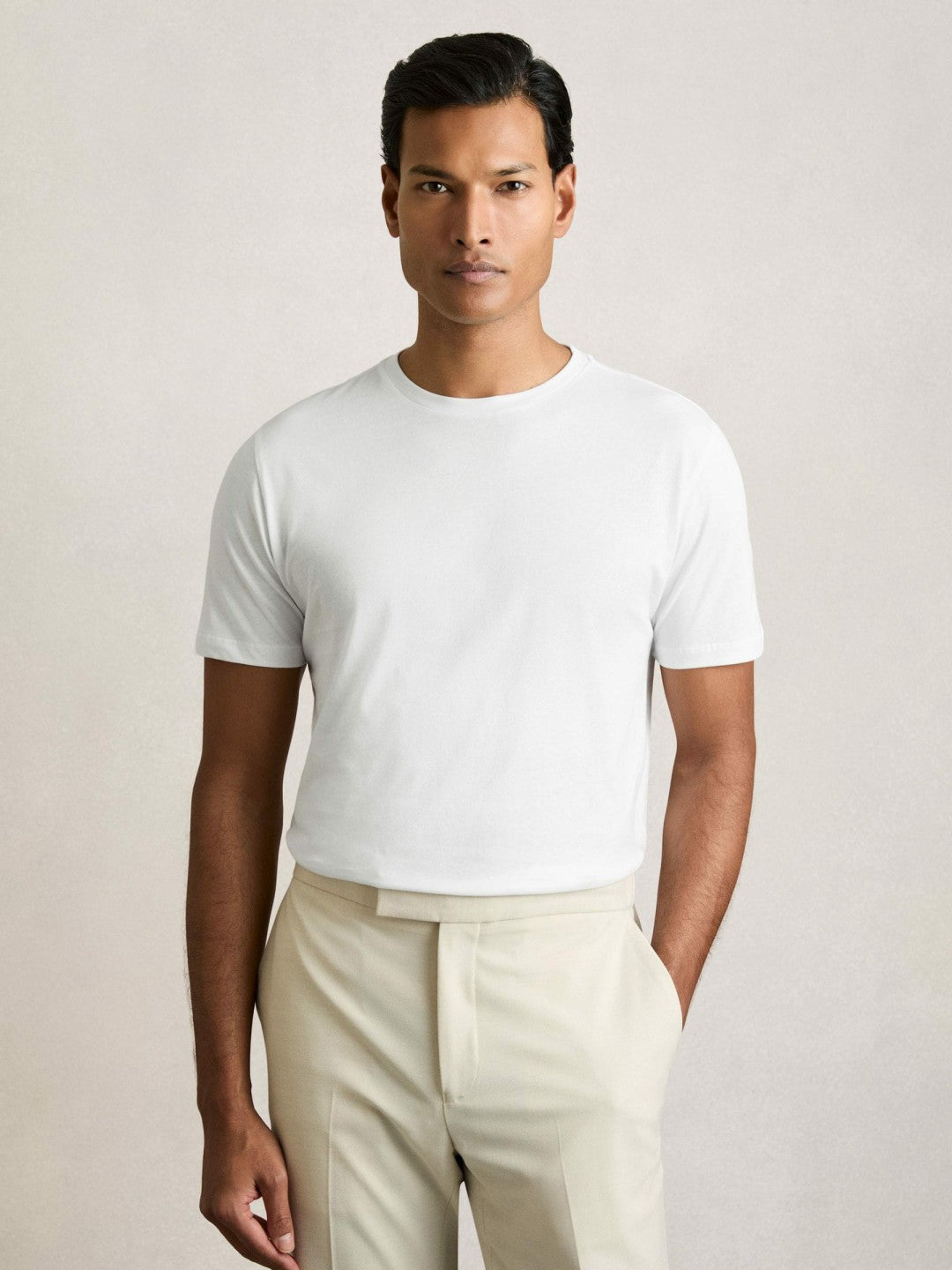 Men Cotton Crew-Neck T-shirts 3 Pack in White/Navy/Airforce Blue