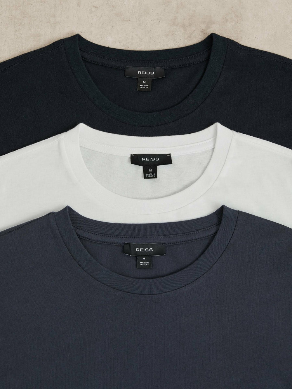 Men Cotton Crew-Neck T-shirts 3 Pack in White/Navy/Airforce Blue