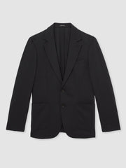 Men Slim-Fit Single-Breasted Jersey Suit Blazer in Navy