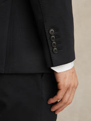 Men Slim-Fit Single-Breasted Jersey Suit Blazer in Navy