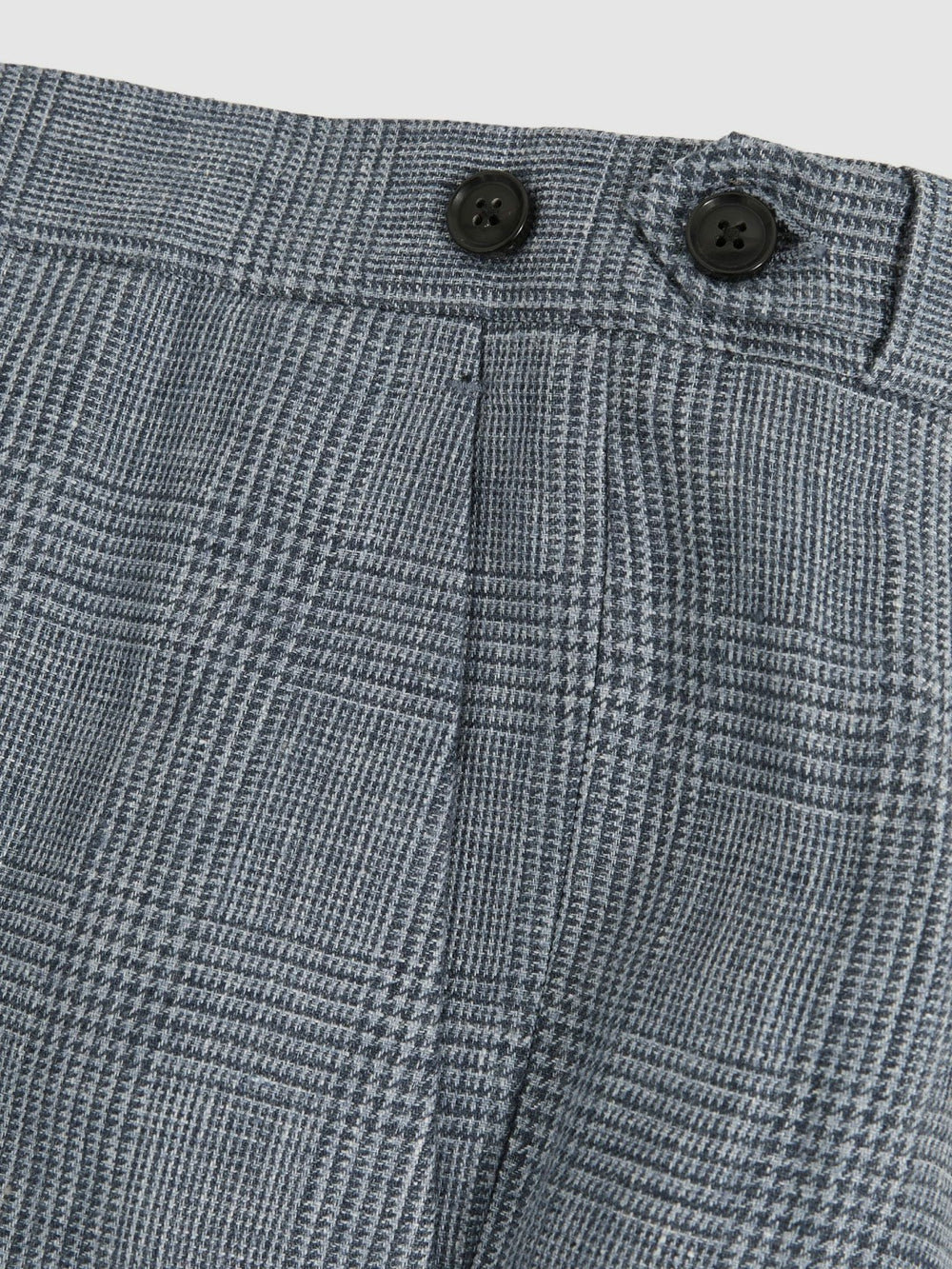 Men Slim Fit Linen Check Suit Trousers in Soft Blue