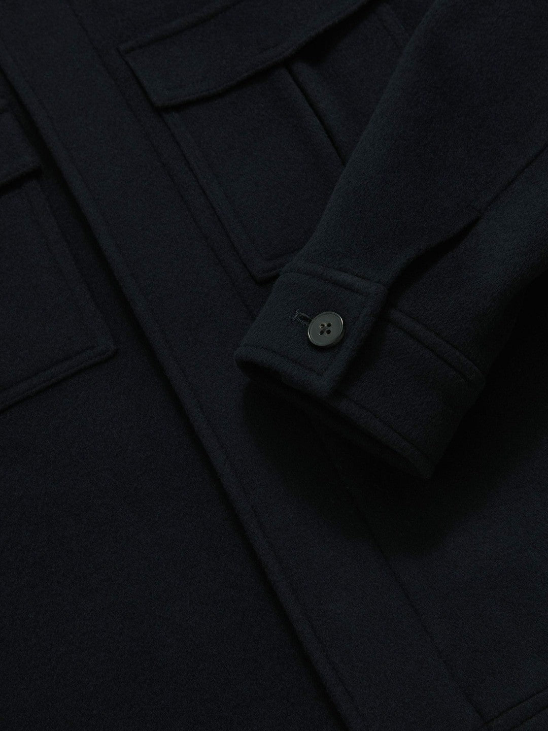 Men Wool Blend Twin Pocket Zipped Jacket in Navy