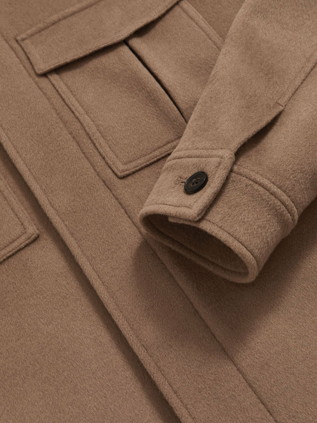 Men Wool Blend Twin Pocket Zipped Jacket in Dark Brown