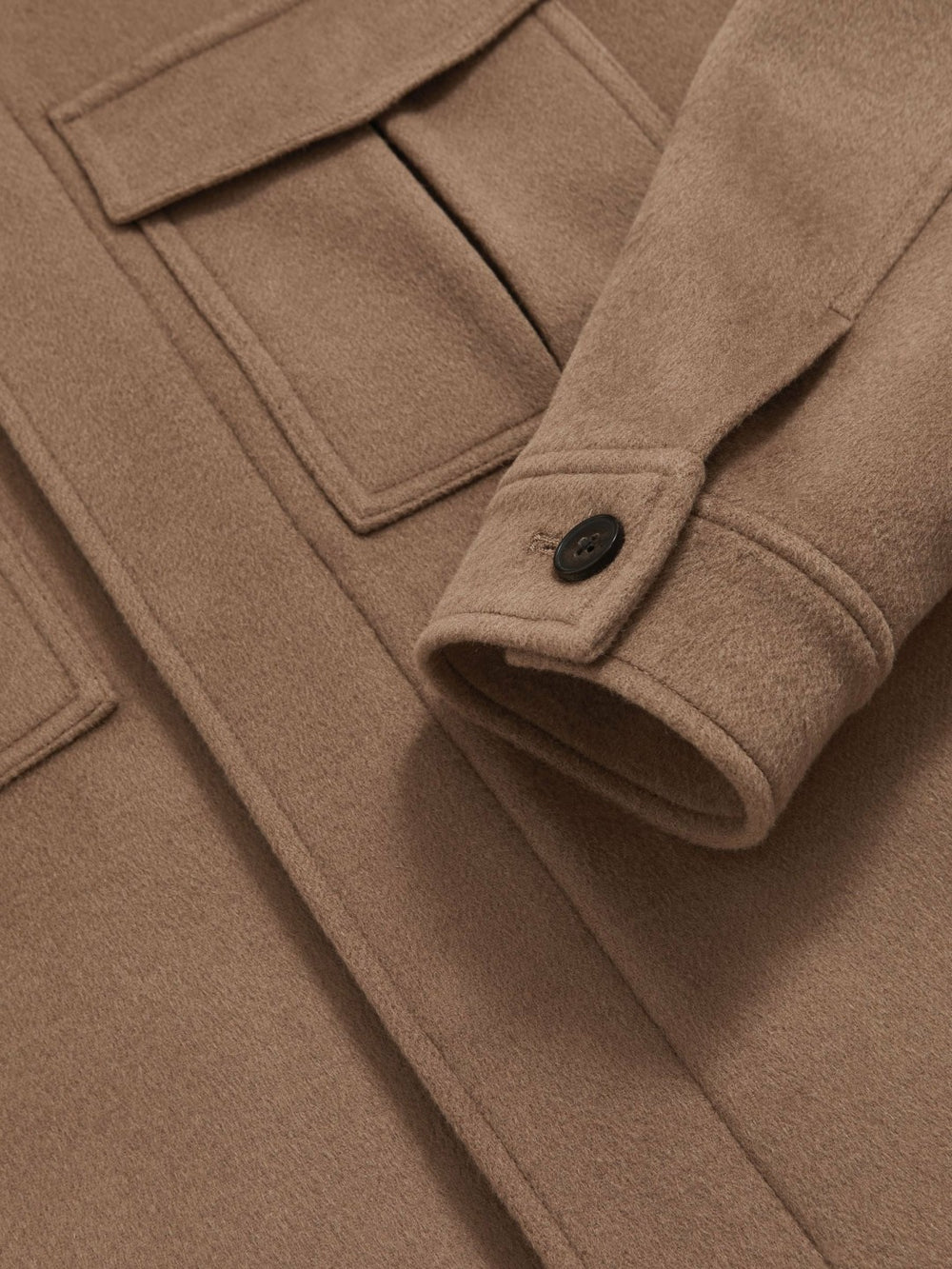 Men Wool Blend Twin Pocket Zipped Jacket in Dark Brown