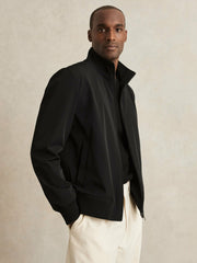 Men Funnel-Neck Technical Jacket in Black