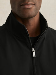 Men Funnel-Neck Technical Jacket in Black