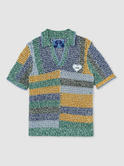 Men | Tom Daley Crochet Polo Shirt in Yellow/Green/Blue Multi