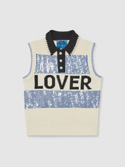 Men | Tom Daley Stripe Polo Vest in Soft Blue
