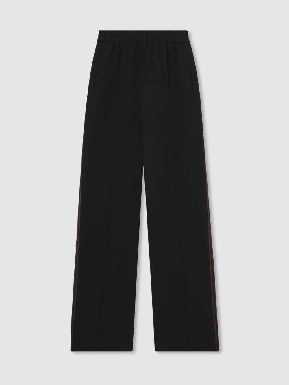 Women Side-Stripe Wide-Leg Trousers in Black