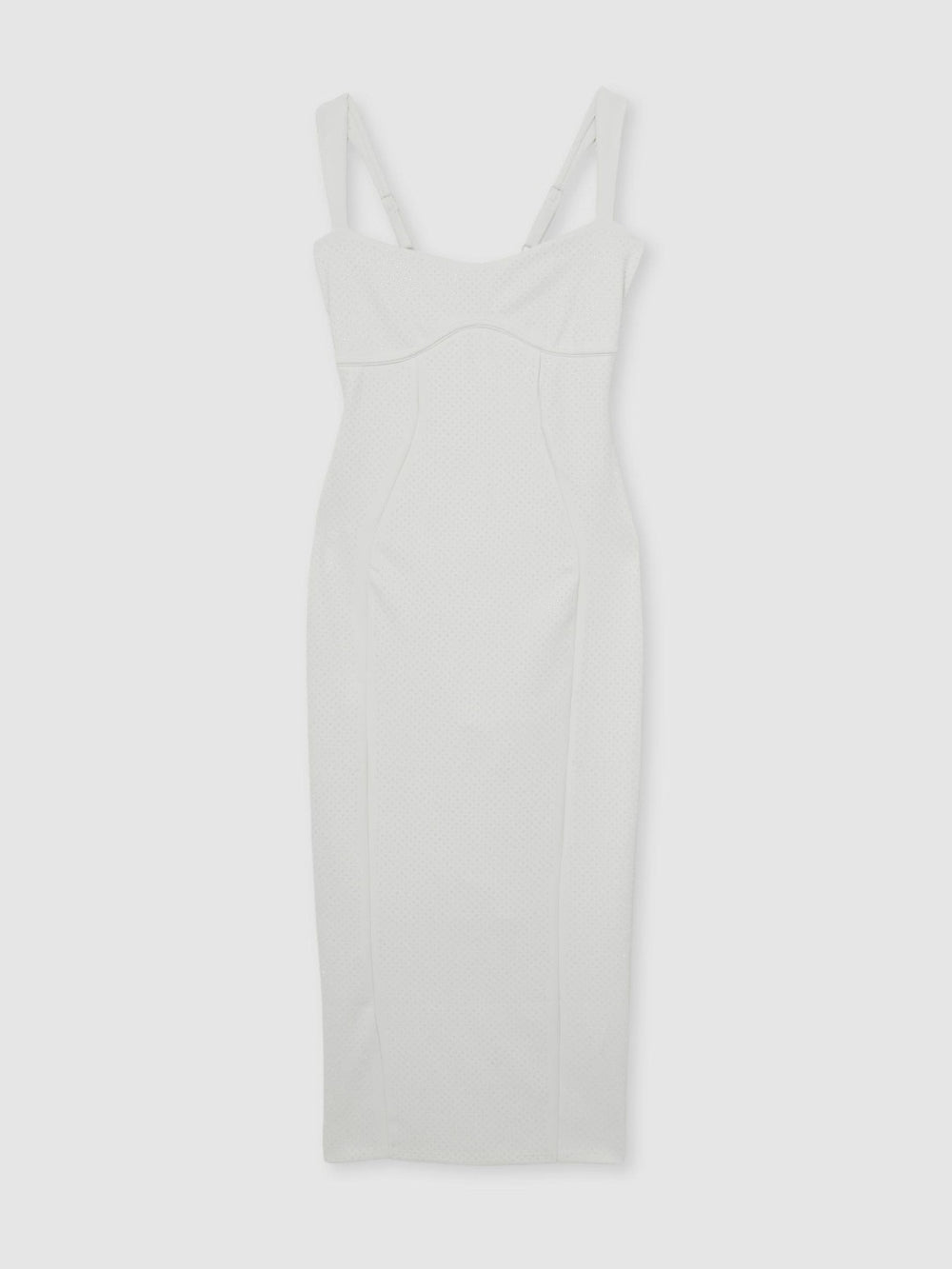 Women Good American Scuba Crystal Midi Dress in White