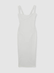 Women Good American Scuba Crystal Midi Dress in White