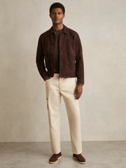 Men Cotton-Lyocell Cargo Trousers in Light Stone