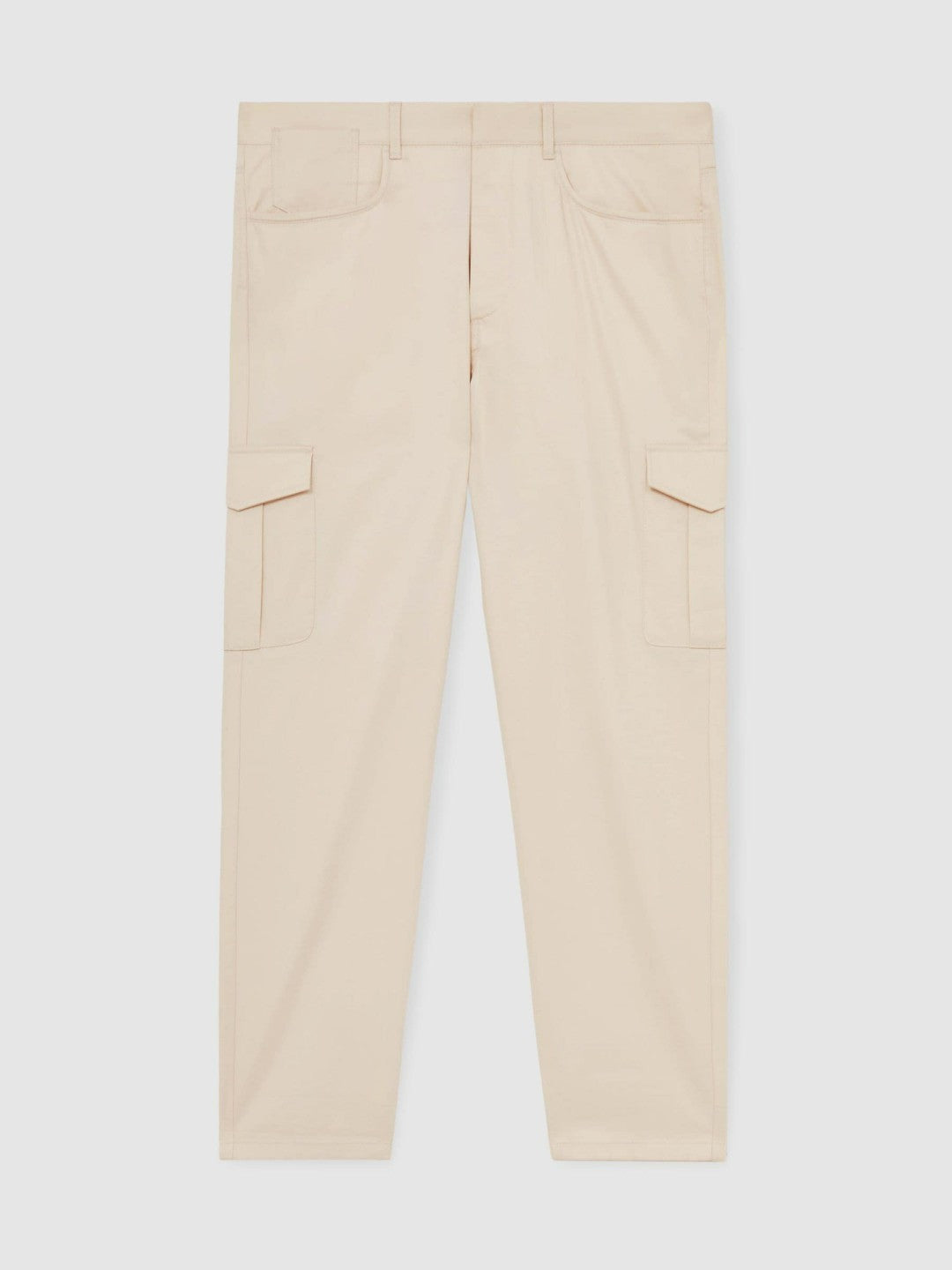Men Cotton-Lyocell Cargo Trousers in Light Stone
