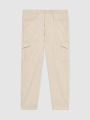 Men Cotton-Lyocell Cargo Trousers in Light Stone