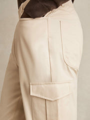 Men Cotton-Lyocell Cargo Trousers in Light Stone