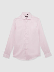 Men Slim Fit Slim-Fit Cotton-Sateen Shirt in Pink