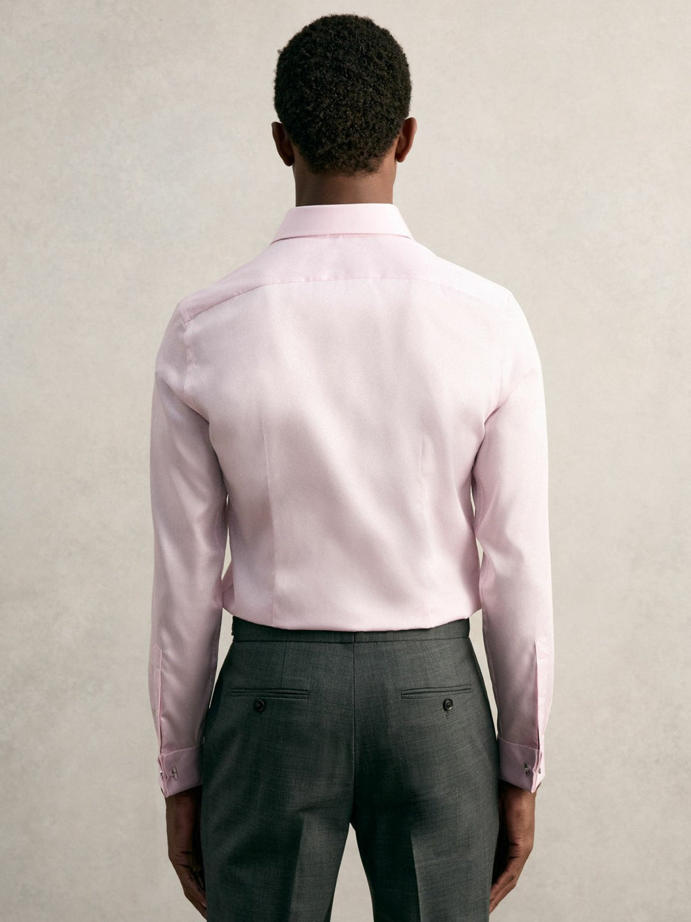 Men Slim Fit Slim-Fit Cotton-Sateen Shirt in Pink
