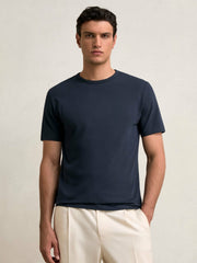 Men Stretch-Cotton Crew-Neck T-Shirt in Navy