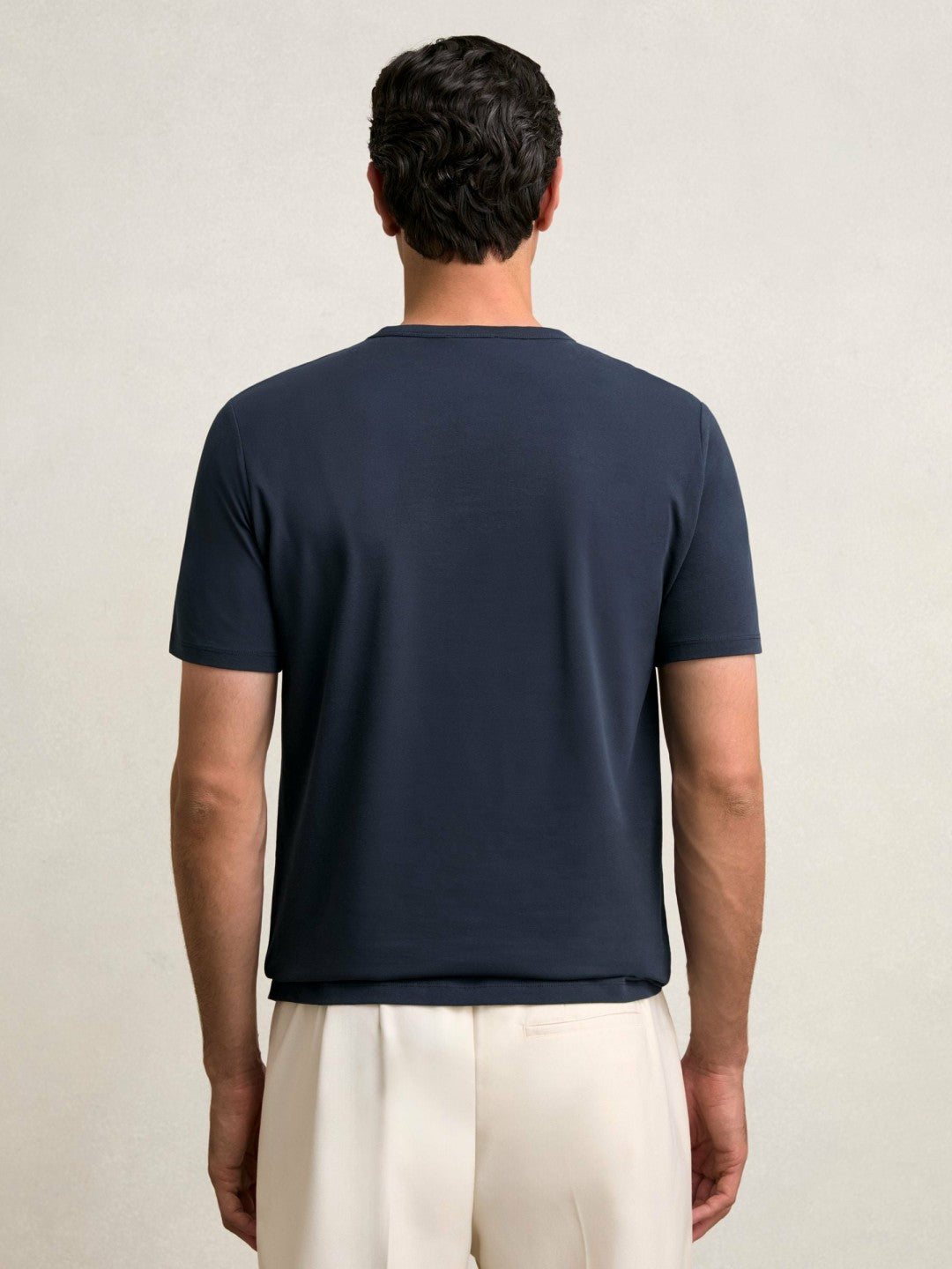 Men Stretch-Cotton Crew-Neck T-Shirt in Navy