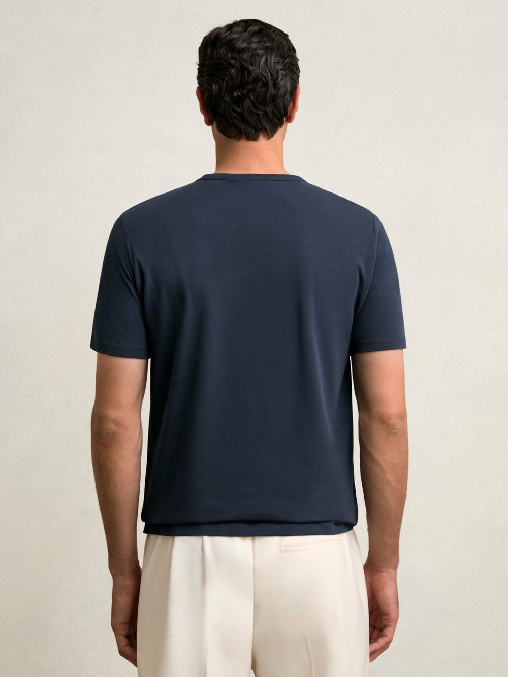Men Stretch-Cotton Crew-Neck T-Shirt in Navy