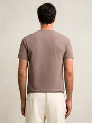 Men Stretch-Cotton Crew-Neck T-Shirt in Taupe Brown