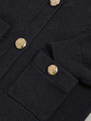 Children & Baby 13-14 yrs Knitted Embossed-Button Cardigan in Navy